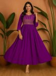 RICH LOOK GEORGETTE EMBROIDERY ZARI SEQUENCE WORK GOWN PURPLE