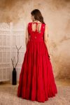 RICH LOOK GEORGETTE LAYER FRILL WORK GOWN WITH EMBROIDERY AND LACE BORDER WORK DUPATTA PARTY WEAR WHOLESALE PRICE ETHNIC GARMENT (3)