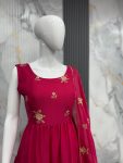 RICH LOOK GEORGETTE LAYER FRILL WORK GOWN WITH EMBROIDERY AND LACE BORDER WORK DUPATTA PARTY WEAR WHOLESALE PRICE ETHNIC GARMENT (3)