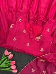 RICH LOOK GEORGETTE LAYER FRILL WORK GOWN WITH EMBROIDERY AND LACE BORDER WORK DUPATTA PARTY WEAR WHOLESALE PRICE ETHNIC GARMENT (3)