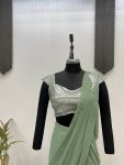 RICH LOOK GEORGETTE PLAIN READY TO WEAR SAREE WITH SEQUENCE EMBROIDERY WORK STITCHED BLOUSE PARTY WEAR WHOLESALE PRICE ETHNIC GARMENT (3)