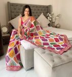 RICH LOOK GEORGETTE RAJWADI BANDHEJ PRINT WITH EMBROIDERY WORK SAREE WITH UNSTITCHED BLOUSE FUNCTIONAL WEAR WHOLESALE PRICE ETHNIC GARMENT (4)