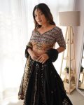 RICH LOOK GEORGETTE SEQUENCE WORK LEHENGA CHOLI WITH DUPATTA FESTIVAL WEAR WHOLESALE PRICE ETHNIC GARMENT (3)