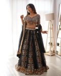 RICH LOOK GEORGETTE SEQUENCE WORK LEHENGA CHOLI WITH DUPATTA FESTIVAL WEAR WHOLESALE PRICE ETHNIC GARMENT (3)