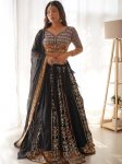 RICH LOOK GEORGETTE SEQUENCE WORK LEHENGA CHOLI WITH DUPATTA BLACK