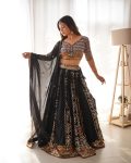 RICH LOOK GEORGETTE SEQUENCE WORK LEHENGA CHOLI WITH DUPATTA FESTIVAL WEAR WHOLESALE PRICE ETHNIC GARMENT (3)