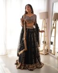 RICH LOOK GEORGETTE SEQUENCE WORK LEHENGA CHOLI WITH DUPATTA FESTIVAL WEAR WHOLESALE PRICE ETHNIC GARMENT (3)