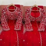 RICH LOOK GEORGETTE THREAD & SEQUENCE WORK WITH PEARL WORK SAREE AND UNSTITCHED BLOUSE WITH DUPATTA BRIDAL WEAR WHOLESALE PRICE ETHNIC GARMENT (3)