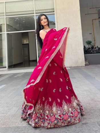 RICH LOOK GEORGETTE THREAD WITH SEQUENCE AND CODING DORI WORK LEHENGA CHOLI WITH DUPATTA RANI