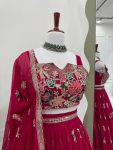 RICH LOOK GEORGETTE THREAD WITH SEQUENCE AND CODING DORI WORK LEHENGA CHOLI WITH DUPATTA WEDDING WEAR WHOLESALE PRICE ETHNIC GARMENT (3)