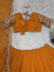 RICH LOOK GEORGETTE THREAD WITH SEQUENCE WORK LEHENGA CHOLI WITH DUPATTA WEDDING WEAR WHOLESALE PRICE ETHNIC GARMENT (2)