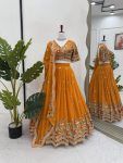 RICH LOOK GEORGETTE THREAD WITH SEQUENCE WORK LEHENGA CHOLI WITH DUPATTA WEDDING WEAR WHOLESALE PRICE ETHNIC GARMENT (2)