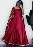 RICH LOOK JAPAN SILK FANCY LACE BORDER WORK ANARKALI GOWN WITH DUPATTA PARTY WEAR WHOLESALE PRICE ETHNIC GARMENT (3)