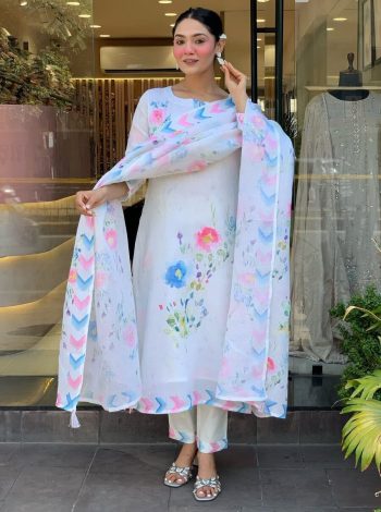 RICH LOOK LINEN DIGITAL PRINTED TOP BOTTOM WITH DUPATTA  WHITE