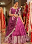 RICH LOOK NYLON ORGANZA SILK ZARI EMBROIDERY MIRROR WORK LEHENGA CHOLI WITH DUPATTA WINE