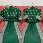RICH LOOK ORGANZA SILK THREAD AND SEQUENCE WORK WITH LCD DIAMOND WORK SAREE WITH UNSTITCHED BLOUSE PARTY WEAR WHOLESALE PRICE ETHNIC GARMENT (17)
