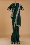 RICH LOOK ORGANZA SILK THREAD AND SEQUENCE WORK WITH LCD DIAMOND WORK SAREE WITH UNSTITCHED BLOUSE PARTY WEAR WHOLESALE PRICE ETHNIC GARMENT (17)