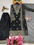 RICH LOOK ORGANZA SILK ZARI AND SEQUENCE EMBROIDERY WORK TOP PALAZZO WITH DUPATTA FESTIVE WEAR WHOLESALE PRICE ETHNIC GARMENT (14)