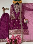 RICH LOOK ORGANZA SILK ZARI AND SEQUENCE EMBROIDERY WORK TOP PALAZZO WITH DUPATTA FESTIVE WEAR WHOLESALE PRICE ETHNIC GARMENT (8)