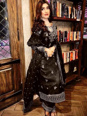 RICH LOOK ORGANZA SILK ZARI AND SEQUENCE EMBROIDERY WORK TOP PALAZZO WITH DUPATTA BLACK