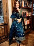 RICH LOOK ORGANZA SILK ZARI AND SEQUENCE EMBROIDERY WORK TOP PALAZZO WITH DUPATTA NAVY BLUE