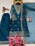 RICH LOOK ORGANZA SILK ZARI AND SEQUENCE EMBROIDERY WORK TOP PALAZZO WITH DUPATTA FESTIVE WEAR WHOLESALE PRICE ETHNIC GARMENT (2)