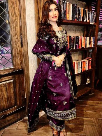 RICH LOOK ORGANZA SILK ZARI AND SEQUENCE EMBROIDERY WORK TOP PALAZZO WITH DUPATTA WINE