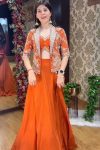 RICH LOOK RANGOLI PLAIN LEHENGA WITH EMBROIDERY WORK BLOUSE AND KOTI ORANGE