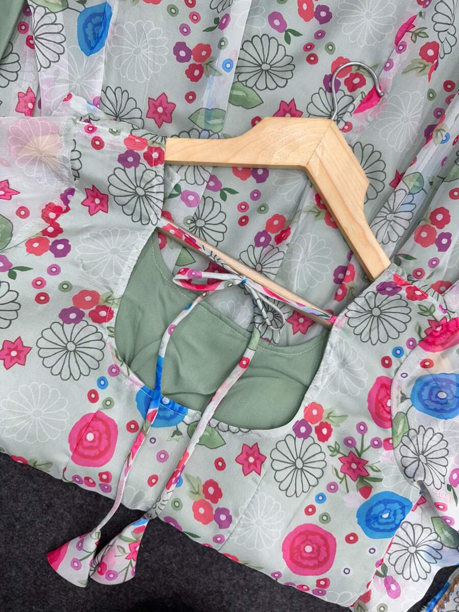 RICH LOOK SOFT ORGANZA FLORAL PRINTED ANARKALI GOWN BOTTOM WITH DUPATTA FESTIVE WEAR WHOLESALE PRICE ETHNIC GARMENT (1)