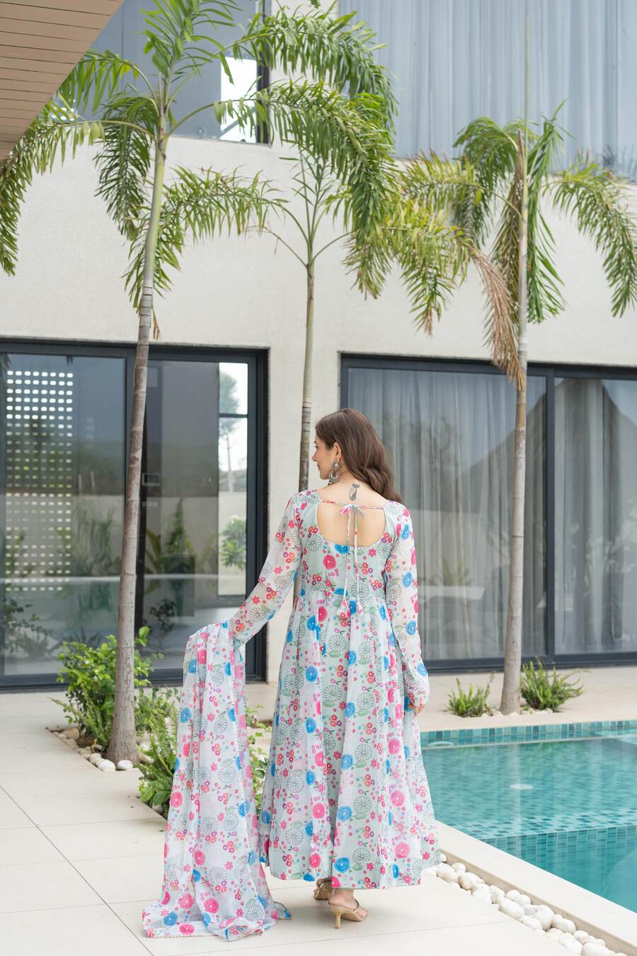 RICH LOOK SOFT ORGANZA FLORAL PRINTED ANARKALI GOWN BOTTOM WITH DUPATTA FESTIVE WEAR WHOLESALE PRICE ETHNIC GARMENT (4)