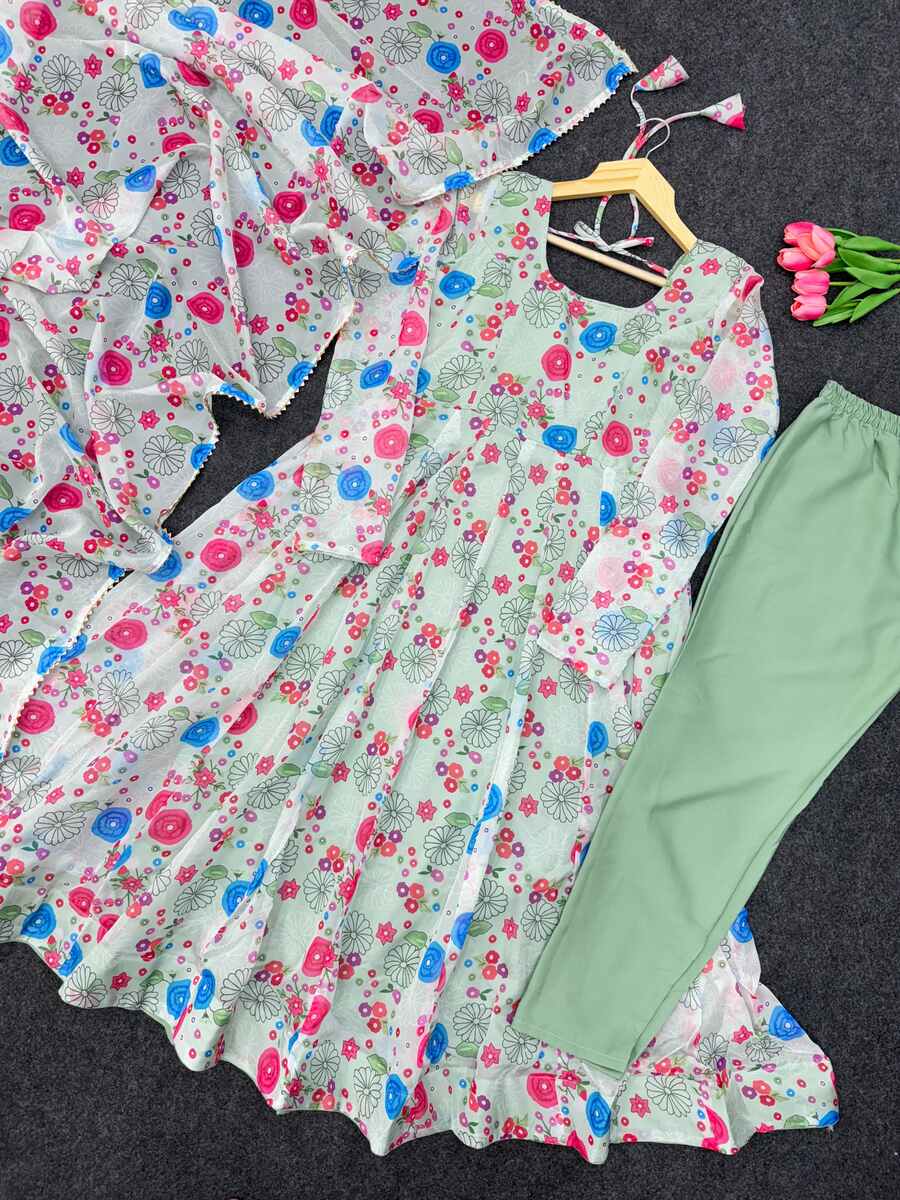 RICH LOOK SOFT ORGANZA FLORAL PRINTED ANARKALI GOWN BOTTOM WITH DUPATTA FESTIVE WEAR WHOLESALE PRICE ETHNIC GARMENT (7)