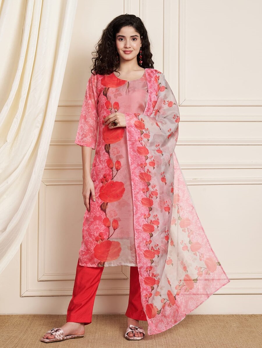 RICH LOOK SOFT ORGANZA KHATLI HAND WORK TOP BOTTOM WITH DUPATTA FESTIVE WEAR WHOLESALE PRICE ETHNIC GARMENT (5)