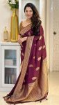 RICH LOOK SOFT SILK GOLD ZARI WEAVING WORK SAREE WITH INSTITCHED BLOUSE FESTIVE WEAR WHOLESALE PRICE ETHNIC GARMENT (1)
