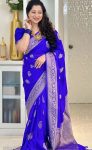 RICH LOOK SOFT SILK GOLD ZARI WEAVING WORK SAREE WITH INSTITCHED BLOUSE FESTIVE WEAR WHOLESALE PRICE ETHNIC GARMENT (2)