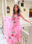 RICH LOOK VISCOSE TWILL PRINTED TOP BOTTOM WITH DUPATTA BABY PINK