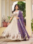 TRADITIONAL TISSUE SILK EMBROIDERY THREAD SEQUENCE WORK LEHENGA CHOLI WITH DUPATTA PURPLE