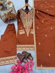 TRENDING CHINON SILK EMBROIDERY WORK TOP PALAZZO WITH DUPATTA FESTIVAL WEAR WHOLESALE PRICE ETHNIC GARMENT (2)
