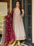 TRENDING FRENCH CREPE EMBROIDERY SEQUENCE WITH LACE BORDER WORK GOWN BOTTOM WITH DUPATTA WHITE