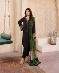 TRENDING FRENCH CREPE SILK THREAD & ZARI EMBROIDERY WORK TOP BOTTOM WITH DUPATTA BLACK