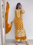 TRENDING GEORGETTE EMBROIDERY SEQUENCE WORK TOP BOTTOM WITH DUPATTA FESTIVE WEAR WHOLESALE PRICE ETHNIC GARMENT (2)