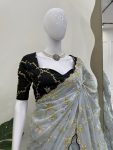 TRENDING JIMMY CHOO EMBROIDERY SEQUENCE WORK SAREE WITH UNSTITCHED BLOUSE PARTY WEAR WHOLESALE PRICE ETHNIC GARMENT (3)