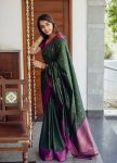TRENDING LICHI SILK JACQUARD WORK SAREE WITH UNSTITCHED BLOUSE FESTIVAL WEAR WEAR WHOLESALE PRICE ETHNIC GARMENT (2)