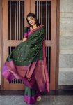 TRENDING LICHI SILK JACQUARD WORK SAREE WITH UNSTITCHED BLOUSE FESTIVAL WEAR WEAR WHOLESALE PRICE ETHNIC GARMENT (2)