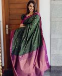 TRENDING LICHI SILK JACQUARD WORK SAREE WITH UNSTITCHED BLOUSE FESTIVAL WEAR WEAR WHOLESALE PRICE ETHNIC GARMENT (2)