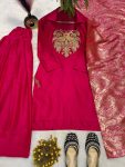 TRENDING MALAI SATIN SILK EMBROIDERY SEQUENCE WORK TOP PATIYALA WITH DUPATTA PARTY WEAR WHOLESALE PRICE ETHNIC GARMENT (13)