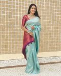 TRENDING SOFT LICHI SILK JACQUARD WORK SAREE WITH UNSTITCHED BLOUSE PARTY WEAR WHOLESALE PRICE ETHNIC GARMENT (12)