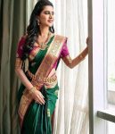 TRENDING SOFT LICHI SILK JACQUARD WORK  SAREE WITH UNSTITCHED BLOUSE  GREEN