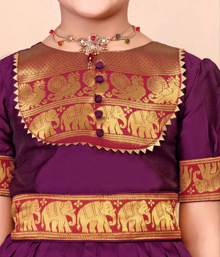 TRENDING TAFFETA SILK JACQUARD WORK KID'S TOP LEHENGA FESTIVAL WEAR WHOLESALE PRICE ETHNIC GARMENT (4)