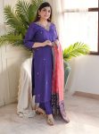 TRENDING VISCOSE RAYON SEQUENCE CODING EMBROIDERY WORK TOP BOTTOM WITH DUPATTA BLUE