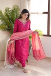 TRENDING VISCOSE RAYON EMBROIDERY WORK TOP BOTTOM WITH DUPATTA OFFICE WEAR WHOLESALE PRICE ETHNIC GARMENT (9)